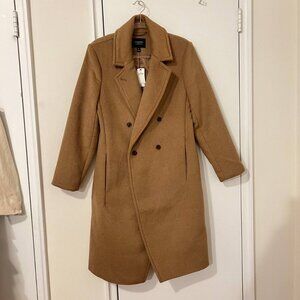 $280 NWT Banana Republic Wool Trench Coat Brown Classic Women's Long Coat MEDIUM